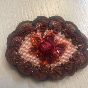 Elegant Floral Fabric  Brooch - Multicolor